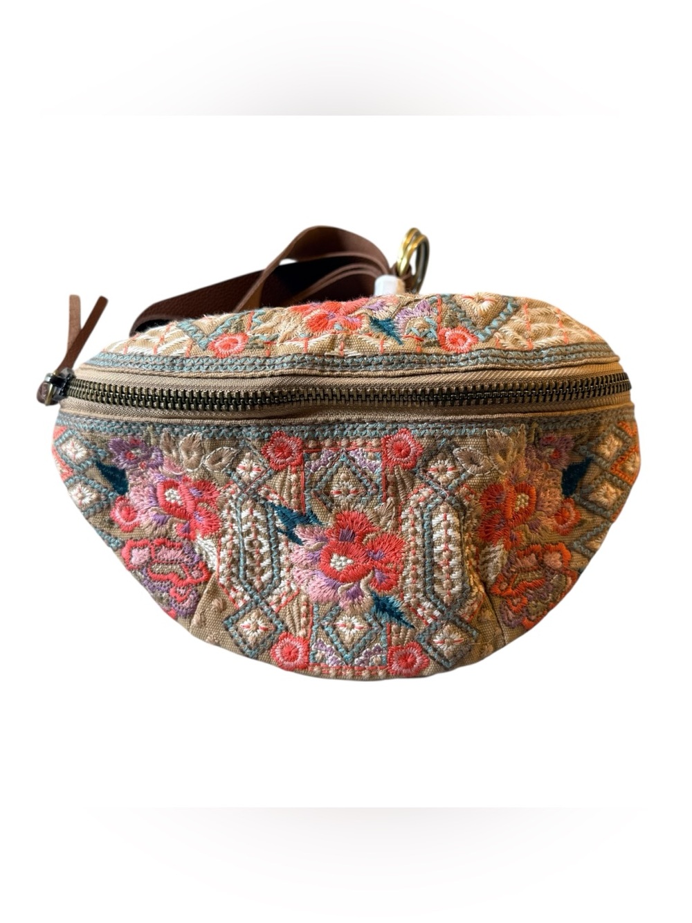 Johnny Was Embroidered Side Belt Bag Fanny Pack Boho Crossbody Festival Bag NEW